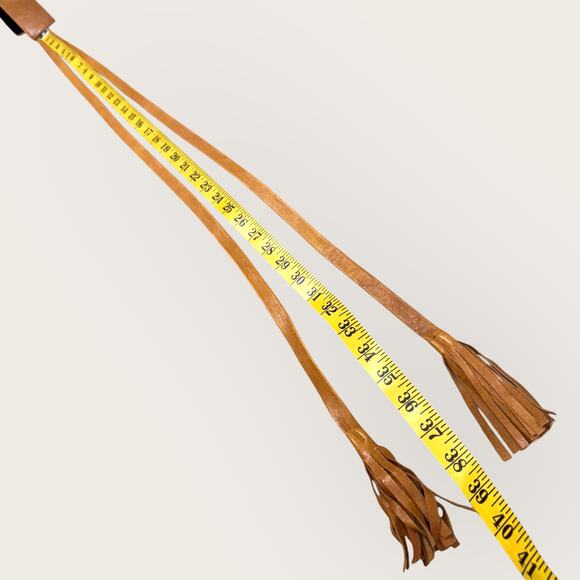 Raina Bronco Leather Wrap Belt with Pouch Bag Brown Cognac Tassels Made in USA - Picture 8 of 9